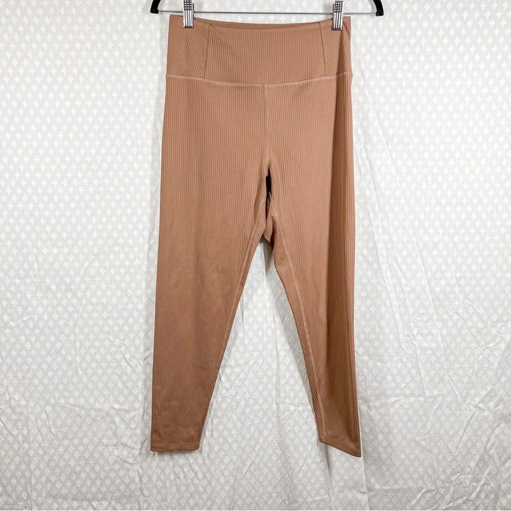 Girlfriend Collective Tan Ribbed High Rise Leggings - Picture 2 of 5